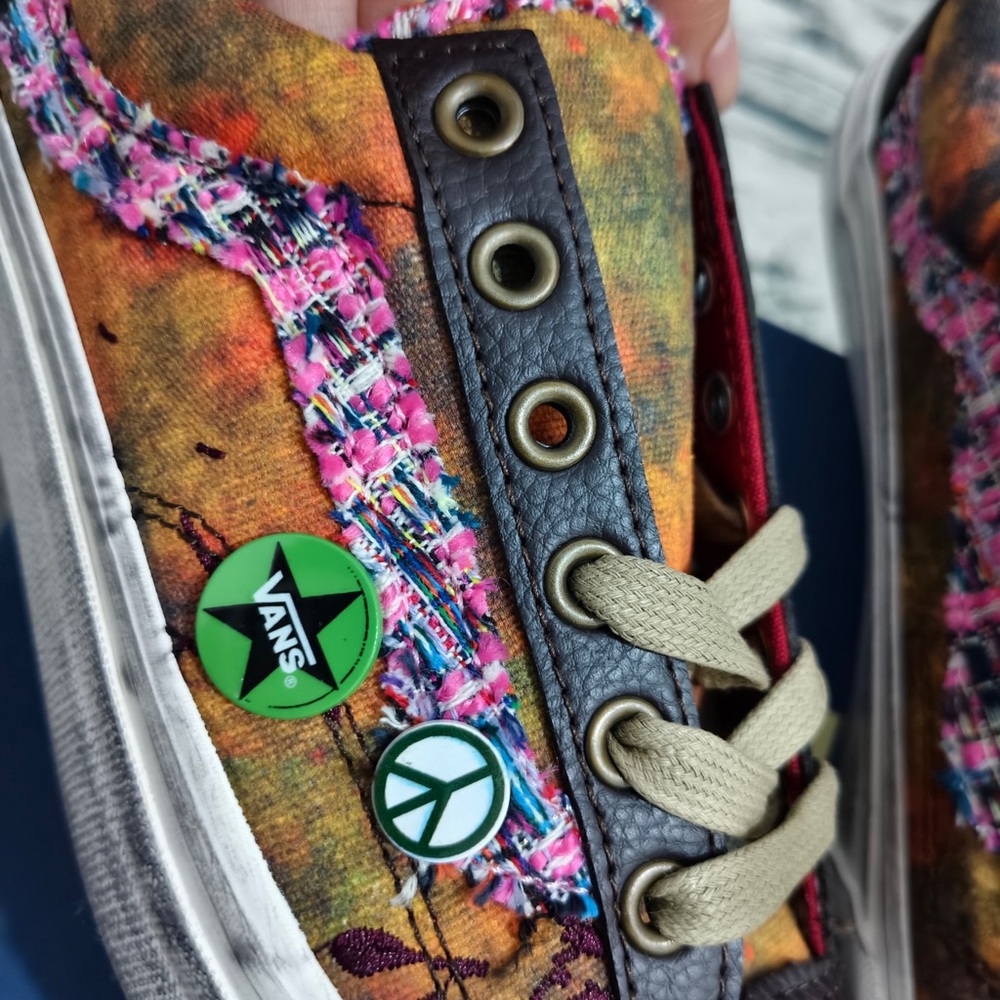 Vans Women's Multicolor Tie-Dye Canvas Sneakers with Brown Toe Caps - Picture 11 of 13